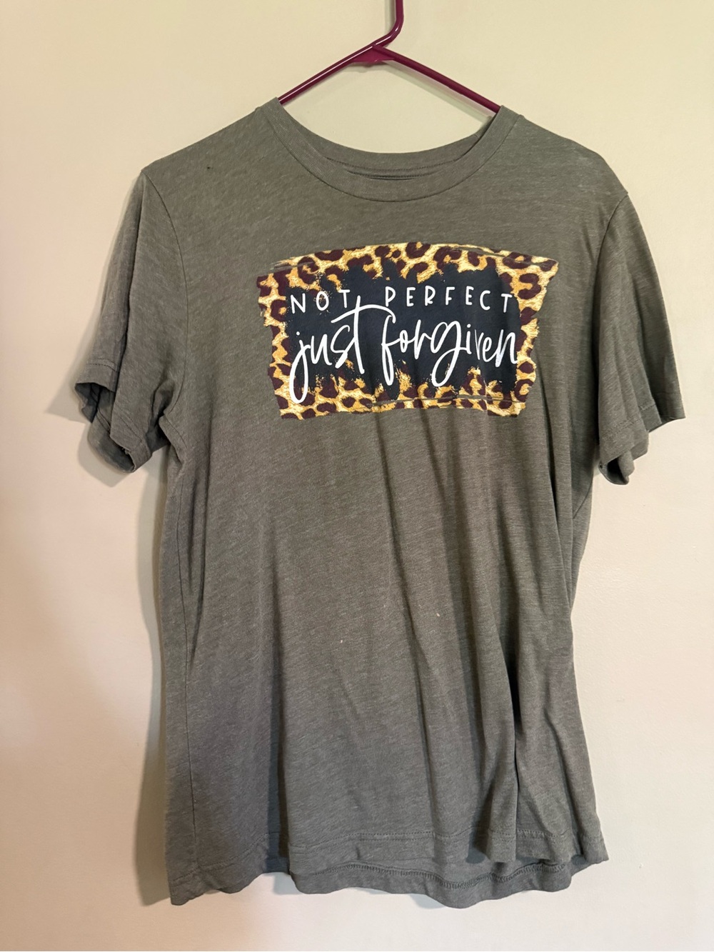 Olive Graphic Tee - "Not Perfect Just Forgiven"